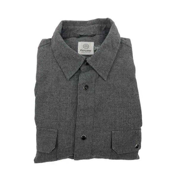 Flylow Men's Royal Shirt Pearl Snap Long Sleeve Flannel Shirt Gray Size XL - Picture 2 of 10